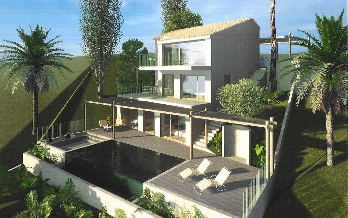 NEW CONTEMPORARY VILLA 210sqm 6 ROOMS SEA VIEW, POOL AND PARKING, IN LES ISSAMBRES Image 1