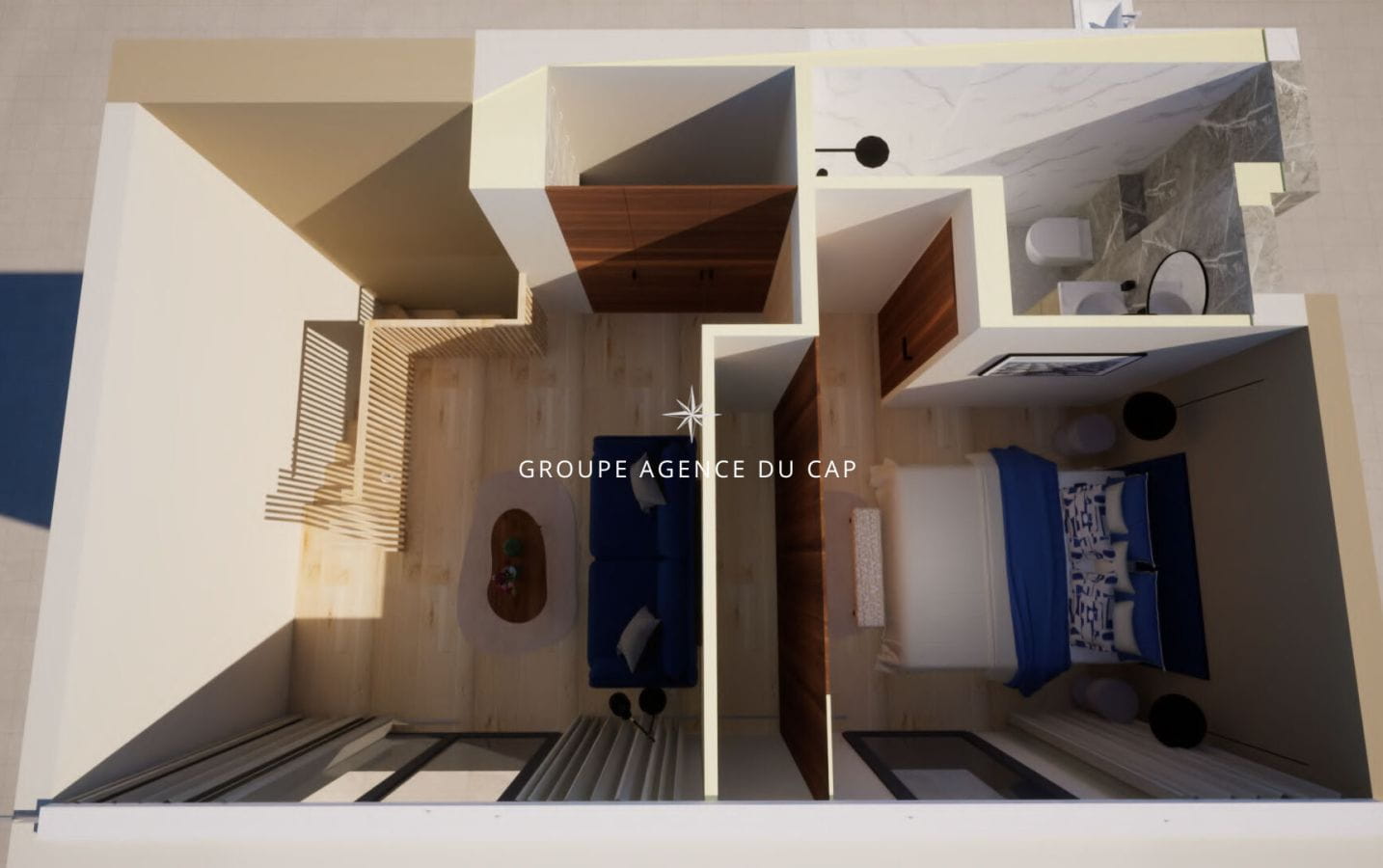 ST RAPHAEL, PIED DANS L’EAU, DUPLEX 3 PIECES DE 63 M²  EN REZ DE JARDIN  + TERRASSE FACE MER, PARKING PRIVÉ, PISCINE ET ACCES DIRECT MER Image 5