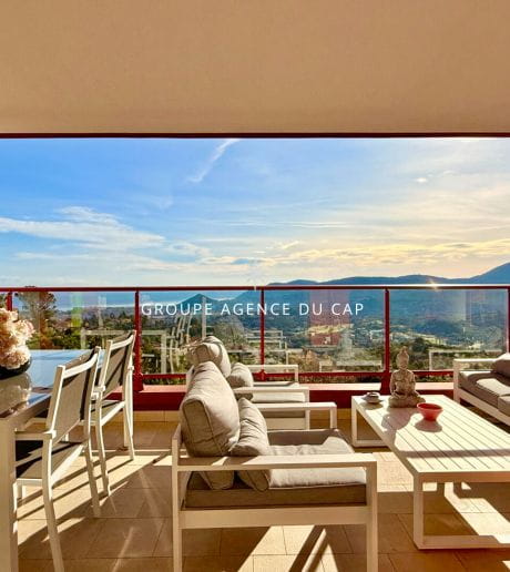 MANDELIEU APPARTEMENT 3P AVEC VUE MER TERRASSE DOUBLE GARAGE ET CAVE