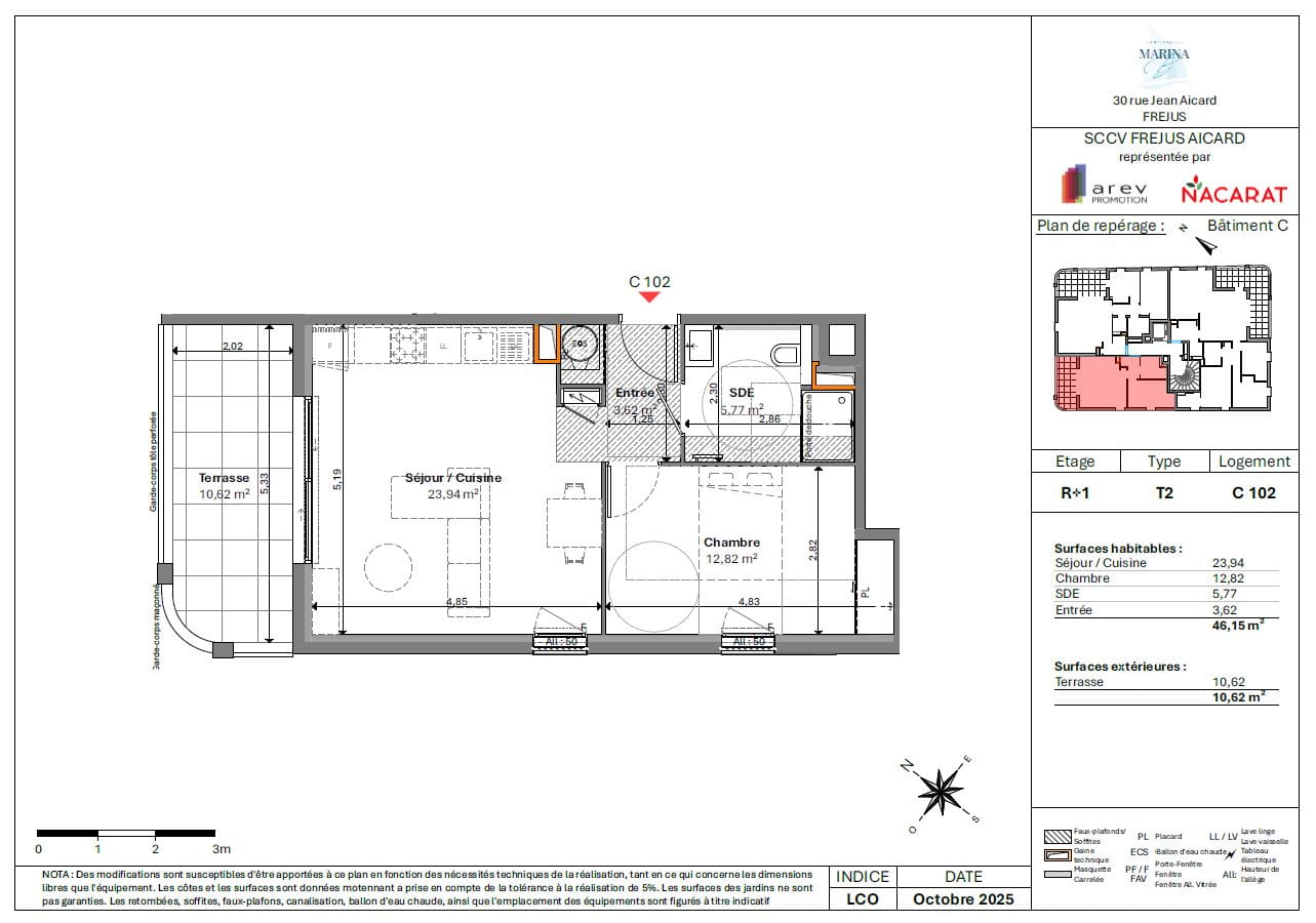 FRAIS REDUITS !!! APPARTEMENT 2 PIECES DE 47 M², UNE CHAMBRE, TERRASSE DE 11 M²  ET UN STATIONNEMENT Image 3